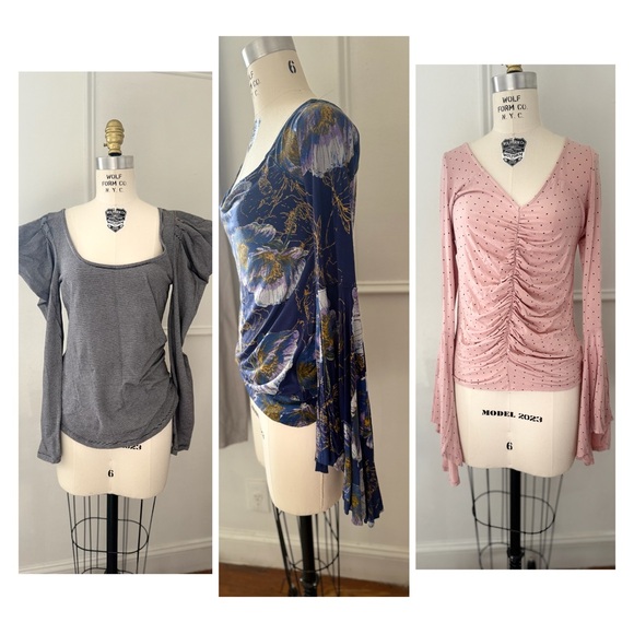 Free People Gray, Blue, and Pink Blouse Set - Picture 2 of 16